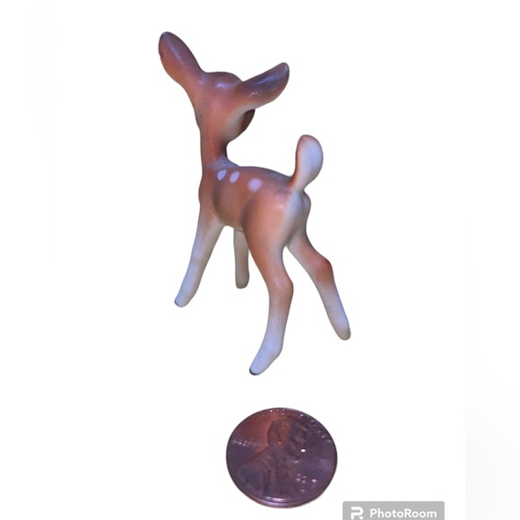 Vintage Miniature Fawn Baby Deer Matte Finish Porcelain Woodland Dollhouse - Picture 2 of 3